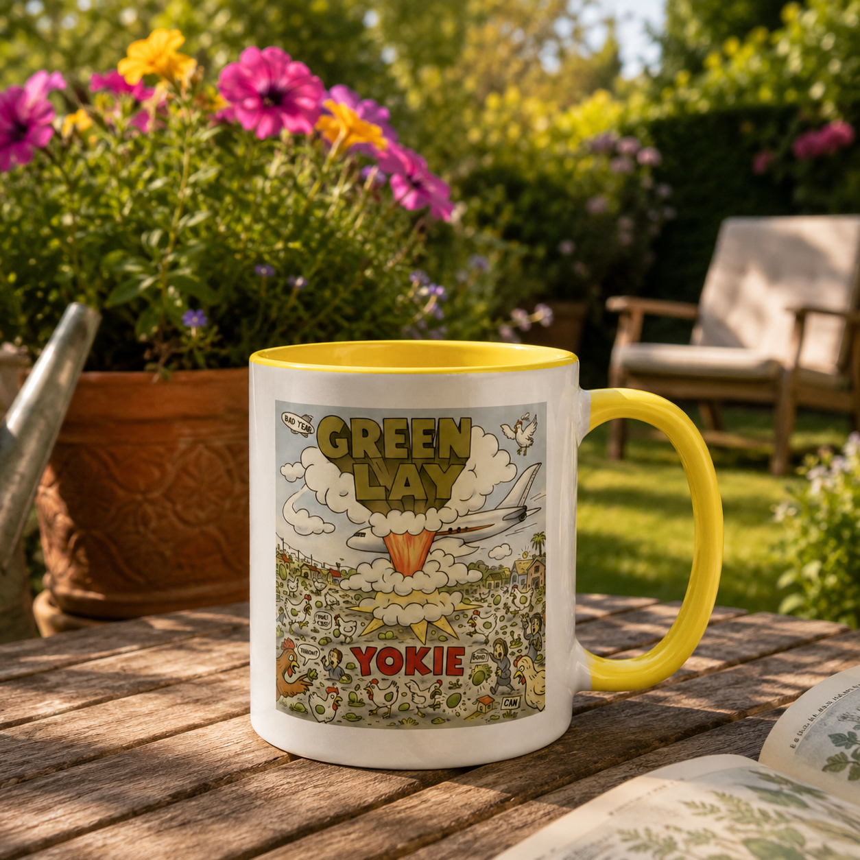 Green Lay Yokie Parody Mug with Color Inside