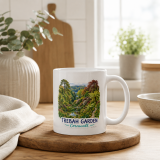 Trebah Garden Cornwall Artwork Design - White glossy mug