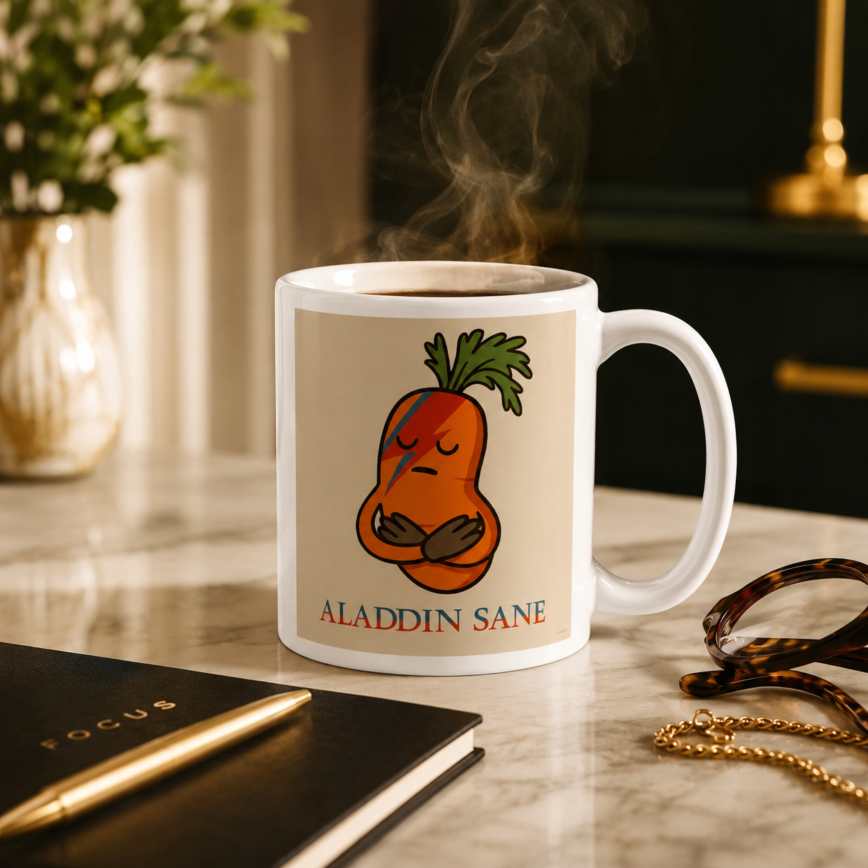 Aladdin Sane Carrot Parody Glass –White glossy mug