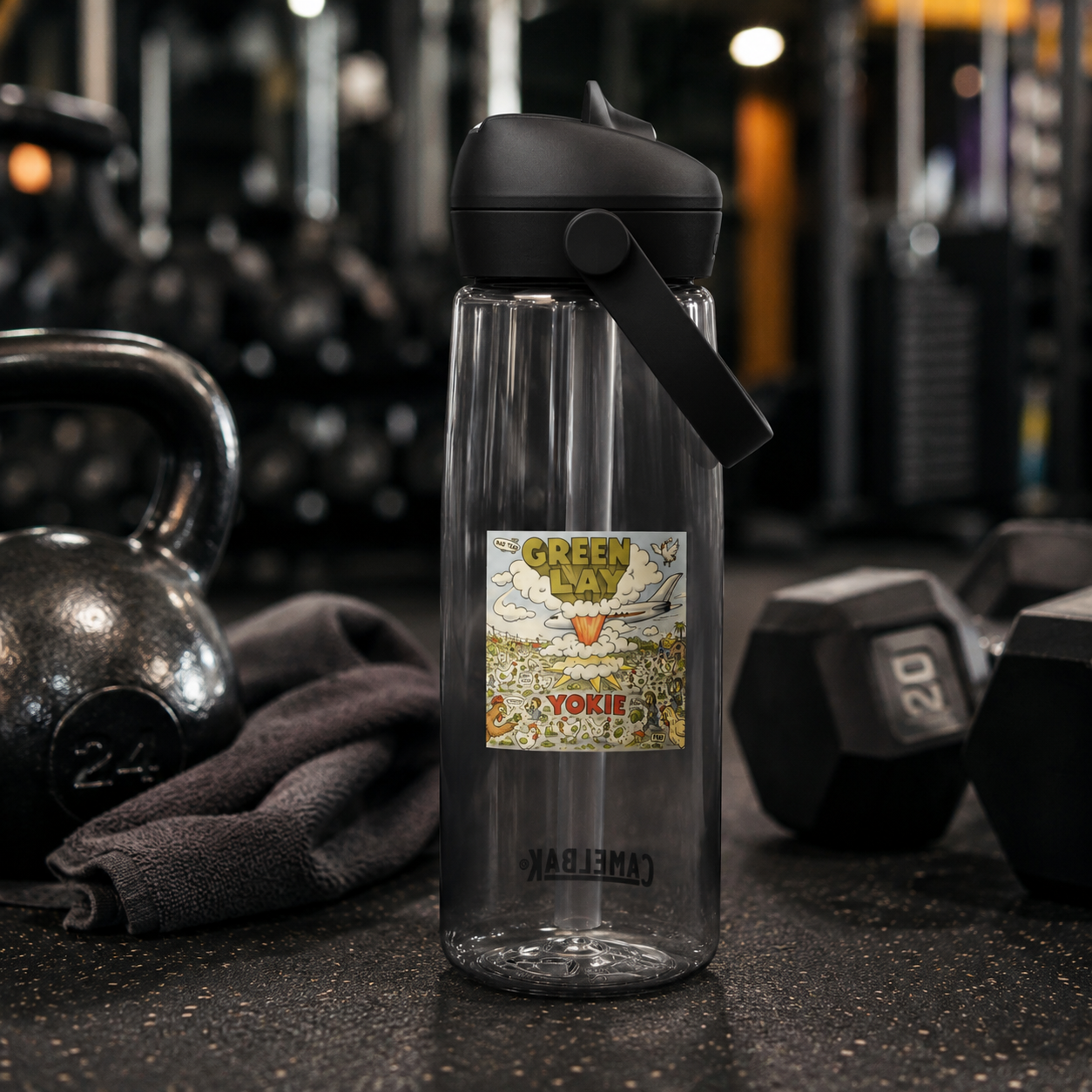 Green Lay Yokie Parody Flip straw water bottle