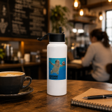 Nevermind the Donut – Stainless steel water bottle with a straw lid