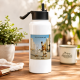 Wish You Were Beer – Stainless steel water bottle with a straw lid