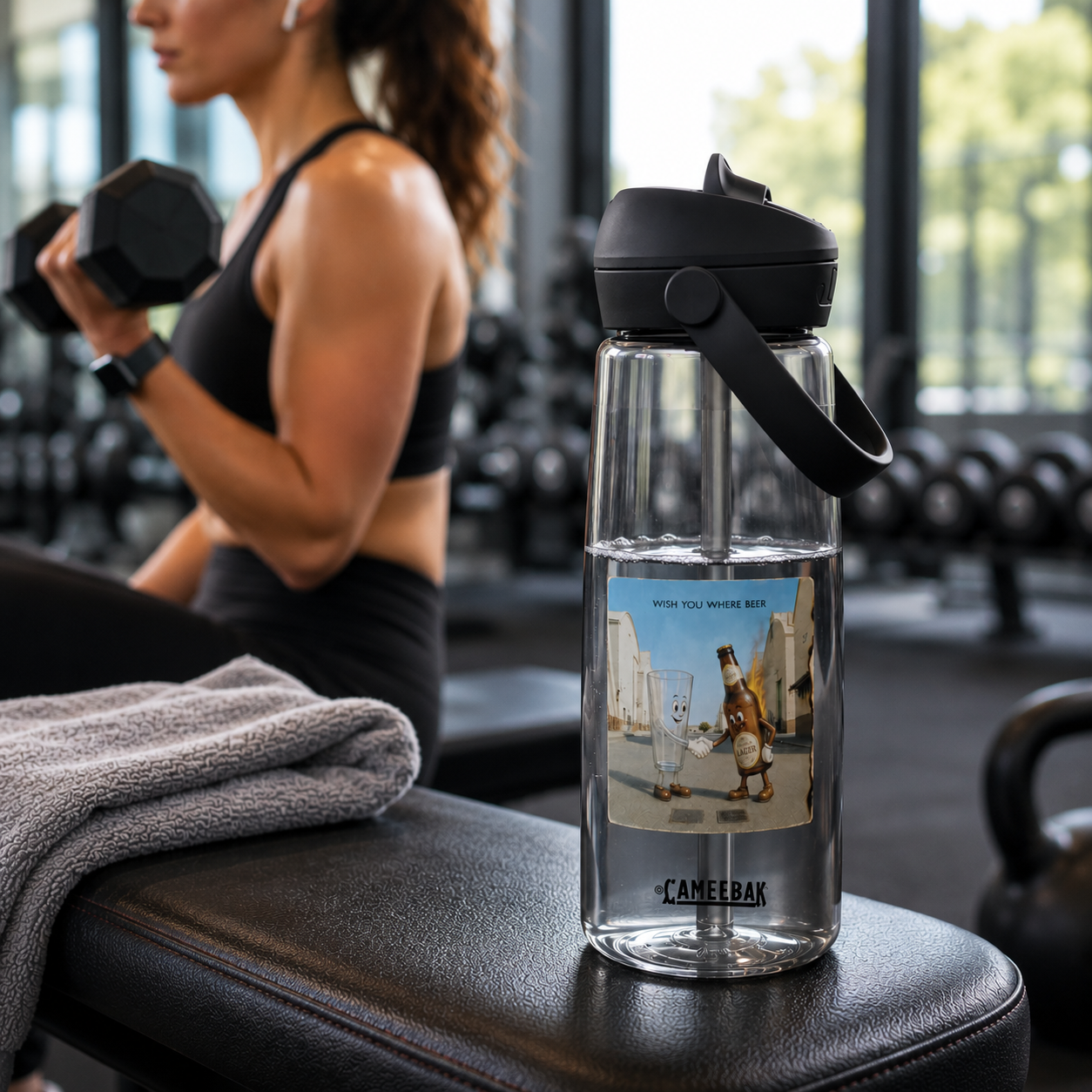 Wish You Were Beer – Flip straw water bottle