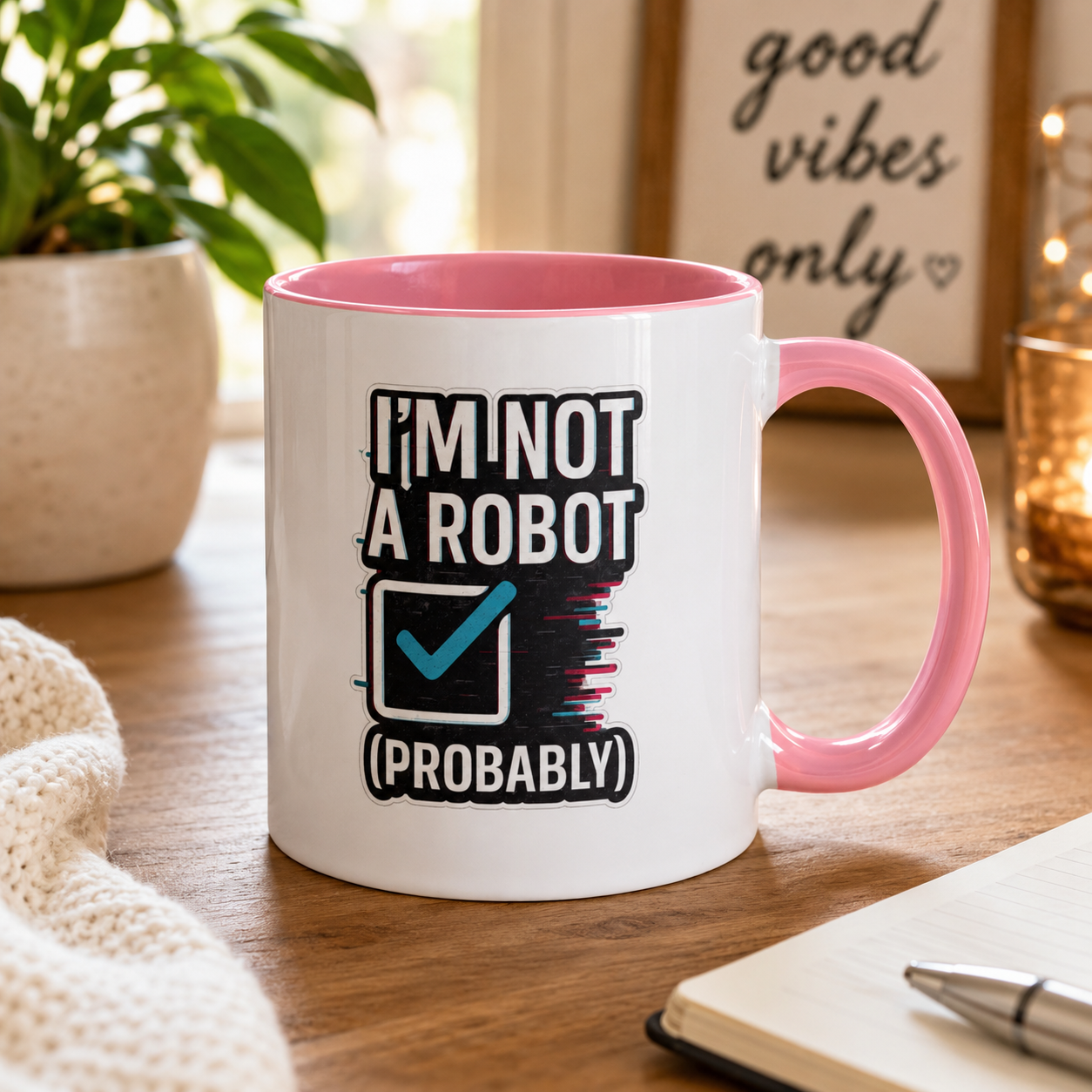 Im Not a RobotBlack - Mug with Color Inside
