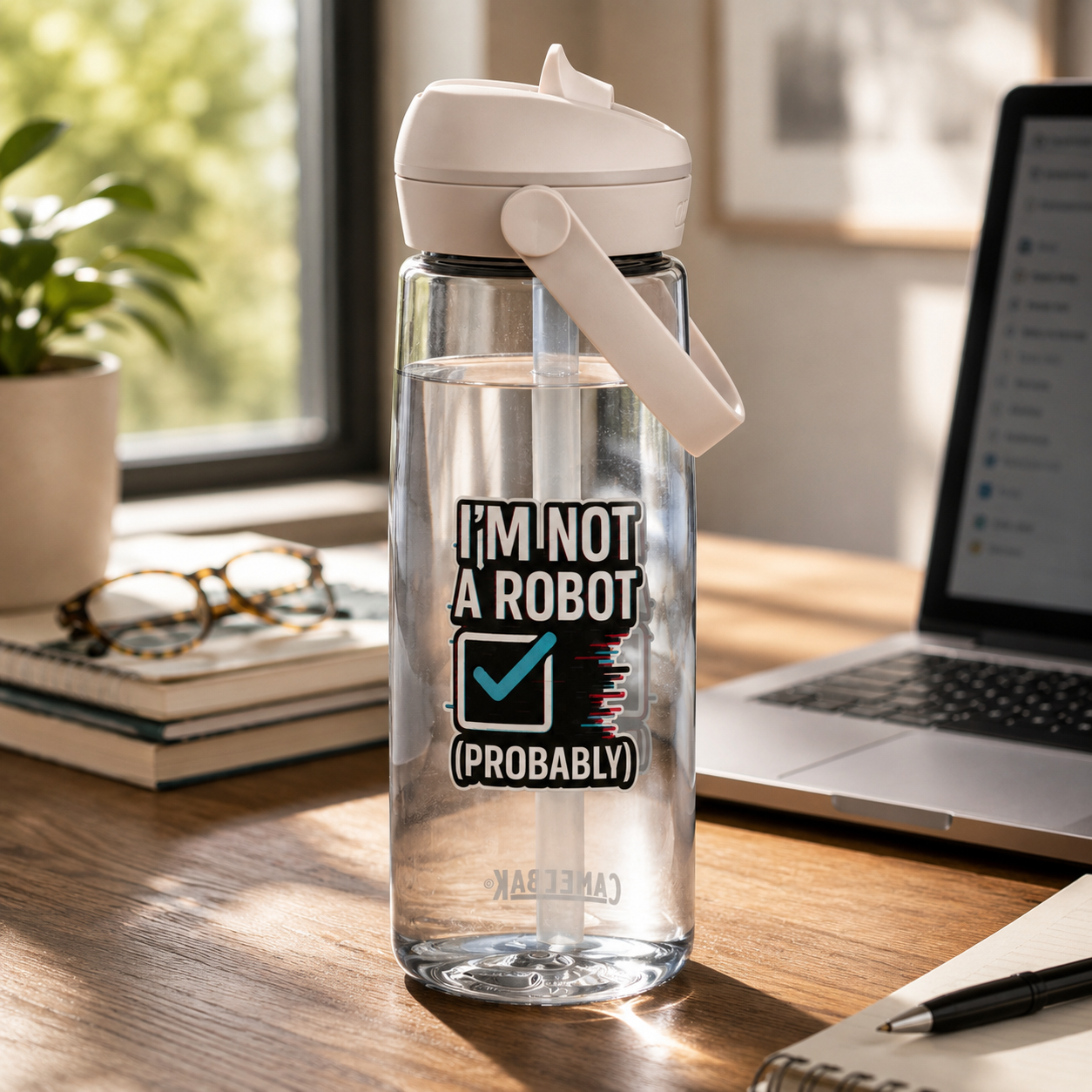 Im Not a Robot - Flip straw water bottle