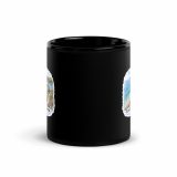 Loe Bar & Loe Pool Cornwall – Black Glossy Mug black 11oz front — Cornish Treasures