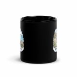 Minack Theatre Cornwall Black Glossy Mug – Coastal Scene Design