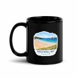 Holywell Bay Cornwall – Coastal Beach Scene - Black Glossy Mug