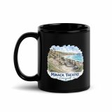 Minack Theatre Cornwall Black Glossy Mug – Coastal Scene Design