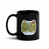 Trebah Garden Cornwall Artwork Design – Black Glossy Mug black 11oz handle on left — Cornish Treasures