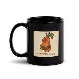 Aladdin Sane Carrot Parody Glass –Black Glossy Mug – Black Glossy Mug black 11oz handle on left — Snack Tracks - The Ultimate Parody Album Collection