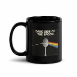 Dark Side of the Spoon – Black Glossy Mug black 11oz handle on left — Snack Tracks - The Ultimate Parody Album Collection