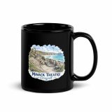 Minack Theatre Cornwall Black Glossy Mug – Coastal Scene Design