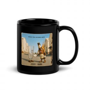 Wish You Were Beer – Black Glossy Mug black 11oz handle on right — Snack Tracks - The Ultimate Parody Album Collection