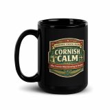 Cornish Calm – Black Glossy Mug black 15oz handle on left — The Brutally Honest Collection