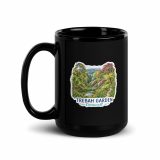 Trebah Garden Cornwall Artwork Design – Black Glossy Mug black 15oz handle on left — Cornish Treasures