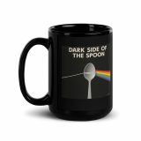Dark Side of the Spoon – Black Glossy Mug black 15oz handle on left — Snack Tracks - The Ultimate Parody Album Collection