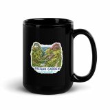 Trebah Garden Cornwall Artwork Design – Black Glossy Mug black 15oz handle on right — Cornish Treasures