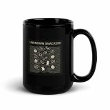 Unknown Snackers – Black Glossy Mug black 15oz handle on right — Snack Tracks - The Ultimate Parody Album Collection