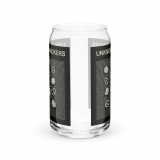 Unknown Snackers – Can-Shaped Glass 16oz 16oz back — Snack Tracks - The Ultimate Parody Album Collection