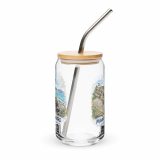Minack Theatre Cornwalls Scenic Amphitheatre – Can-Shaped Glass 16oz 16oz with lid straw front — Cornish Treasures