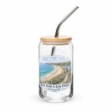 Loe Bar & Loe Pool Cornwall – Can-Shaped Glass 16oz 16oz with lid straw left — Cornish Treasures