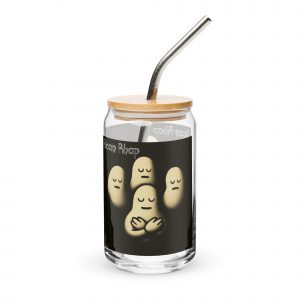 Bean Rhap – Can-Shaped Glass 16oz 16oz with lid straw left — Snack Tracks - The Ultimate Parody Album Collection