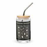 Unknown Snackers – Can-Shaped Glass 16oz 16oz with lid straw left — Snack Tracks - The Ultimate Parody Album Collection