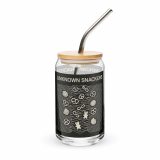 Unknown Snackers – Can-Shaped Glass 16oz 16oz with lid straw right — Snack Tracks - The Ultimate Parody Album Collection