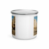 Wish You Were Beer – Enamel Mug white 12oz front — Snack Tracks - The Ultimate Parody Album Collection