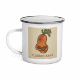 Aladdin Sane Carrot Parody Glass –Enamel Mug – Enamel Mug white 12oz left — Snack Tracks - The Ultimate Parody Album Collection