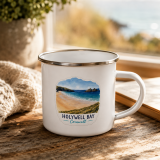 Holywell Bay Cornwall – Coastal Beach Scene - Enamel Mug