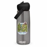 Trebah Garden Cornwall Artwork Design – Flip Straw Water Bottle charcoal front — Cornish Treasures