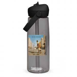 Wish You Were Beer – Flip Straw Water Bottle charcoal front — Snack Tracks - The Ultimate Parody Album Collection