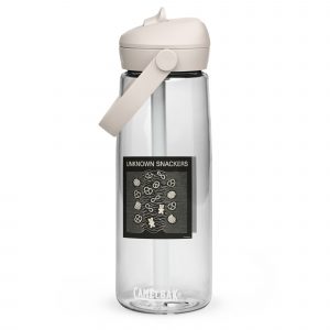 Unknown Snackers – Flip Straw Water Bottle clear front — Snack Tracks - The Ultimate Parody Album Collection