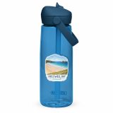 Holywell Bay Cornwall – Flip Straw Water Bottle oxford blue back — Cornish Treasures
