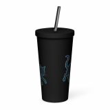 Glitch Cat – Insulated Tumbler with a Straw black 20oz back — Glitch State: Emotion Offline