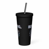 BUFFERING – Insulated Tumbler with a Straw black 20oz front — Glitch State: Emotion Offline