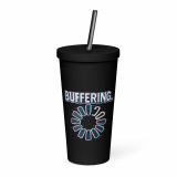 BUFFERING – Insulated Tumbler with a Straw black 20oz left — Glitch State: Emotion Offline