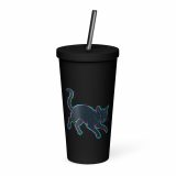 Glitch Cat - Insulated tumbler with a straw