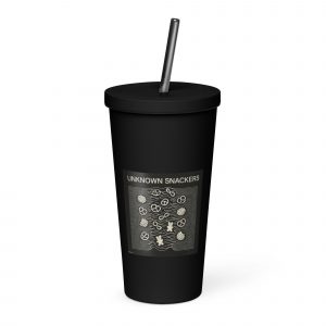 Unknown Snackers – Insulated Tumbler with a Straw black 20oz left — Snack Tracks - The Ultimate Parody Album Collection
