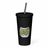 Trebah Garden Cornwall Artwork Design – Insulated Tumbler with a Straw black 20oz right — Cornish Treasures