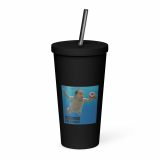 Nevermind the Donut – Insulated Tumbler with a Straw black 20oz right — Snack Tracks - The Ultimate Parody Album Collection