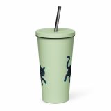 Glitch Cat – Insulated Tumbler with a Straw mint 20oz front — Glitch State: Emotion Offline