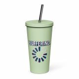 BUFFERING – Insulated Tumbler with a Straw mint 20oz left — Glitch State: Emotion Offline