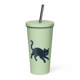 Glitch Cat – Insulated Tumbler with a Straw mint 20oz left — Glitch State: Emotion Offline