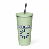 BUFFERING – Insulated Tumbler with a Straw mint 20oz right — Glitch State: Emotion Offline