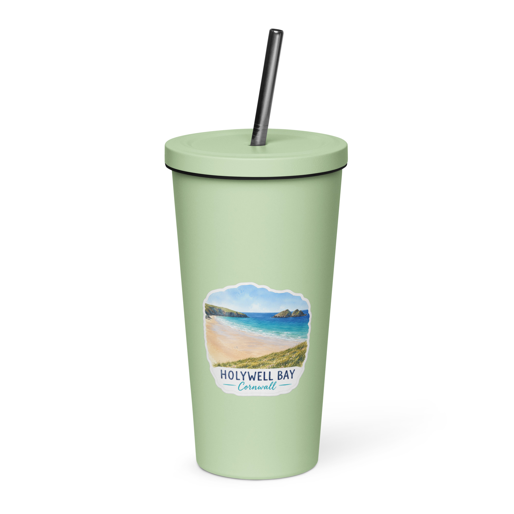 Insulated tumbler with a straw