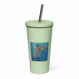 Nevermind the Donut – Insulated Tumbler with a Straw mint 20oz right — Snack Tracks - The Ultimate Parody Album Collection