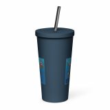 Nevermind the Donut – Insulated Tumbler with a Straw navy 20oz back — Snack Tracks - The Ultimate Parody Album Collection